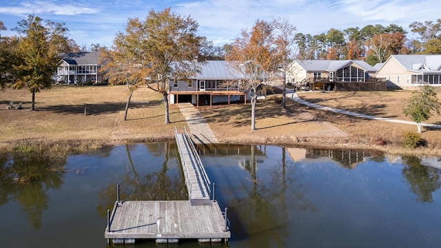 dock area featuring a water view