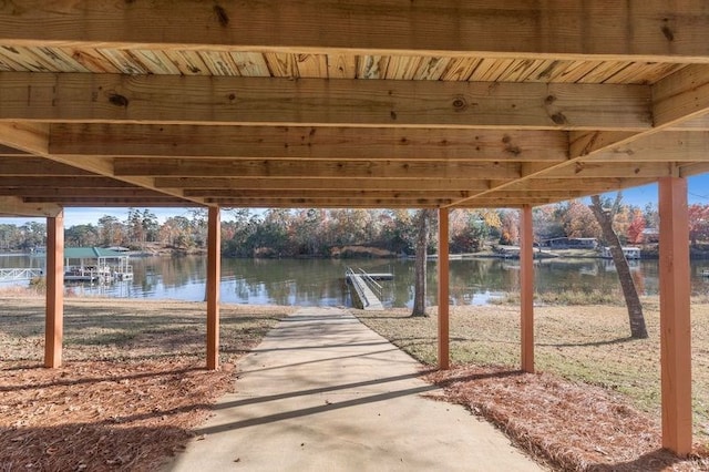 view of dock featuring a water view