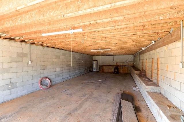 basement with water heater