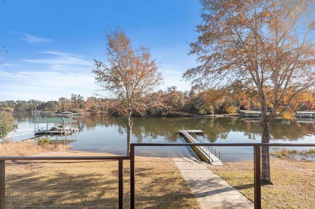 view of dock featuring a water view