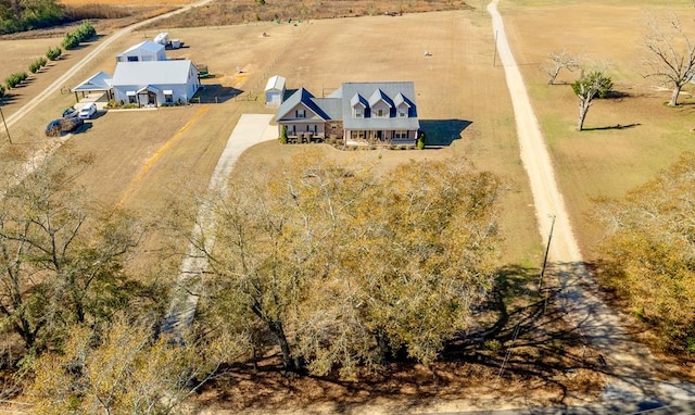 drone / aerial view with a rural view