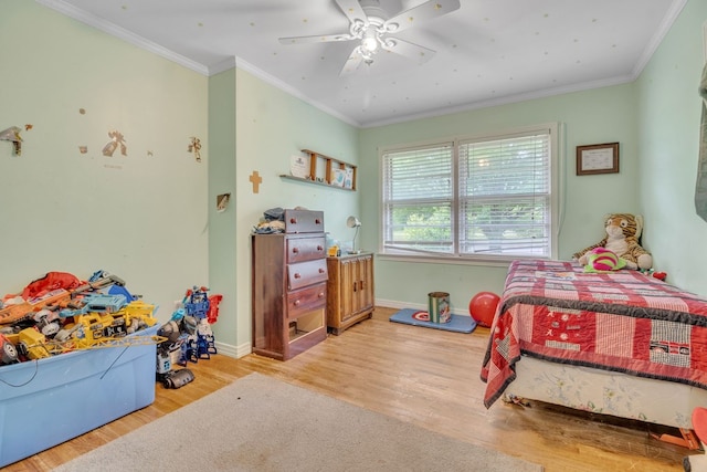 283 E King St, Newton, AL 36352 - bedroom featuring wood finished floors, baseboards, ceiling fan, and ornamental molding