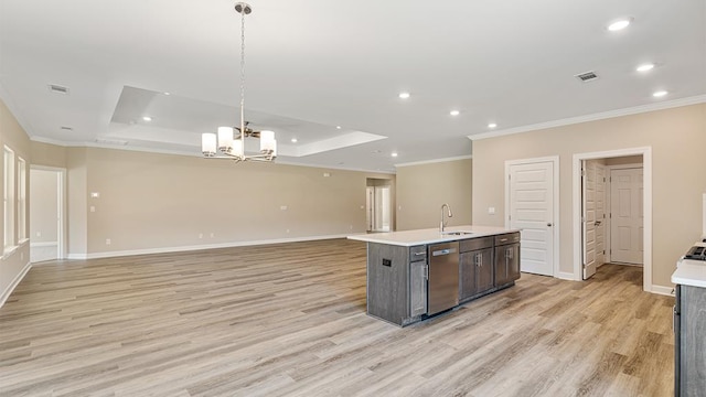 310 Heritage Way, Headland, AL 36345 - kitchen with light countertops, a tray ceiling, visible vents, and dishwasher