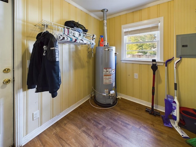 utilities with water heater and electric panel