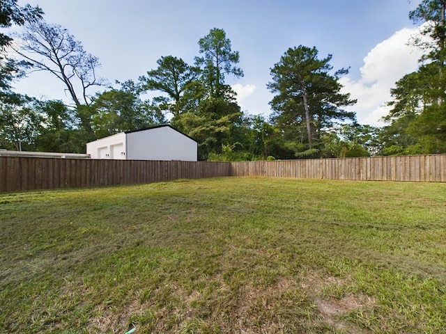 view of yard featuring a fenced backyard