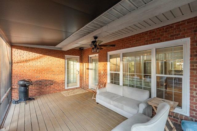 deck featuring ceiling fan