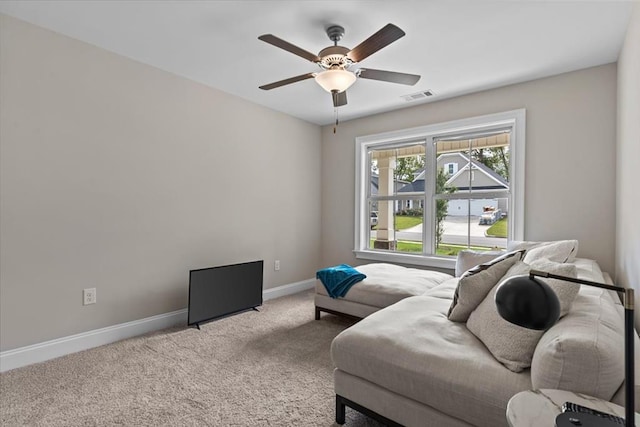 459 Paxton, Dothan, AL 36301 - living area featuring baseboards, carpet, and a ceiling fan