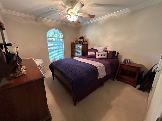 123 Waterford Way, Ashford, AL 36321 - bedroom featuring light carpet, crown molding, and ceiling fan