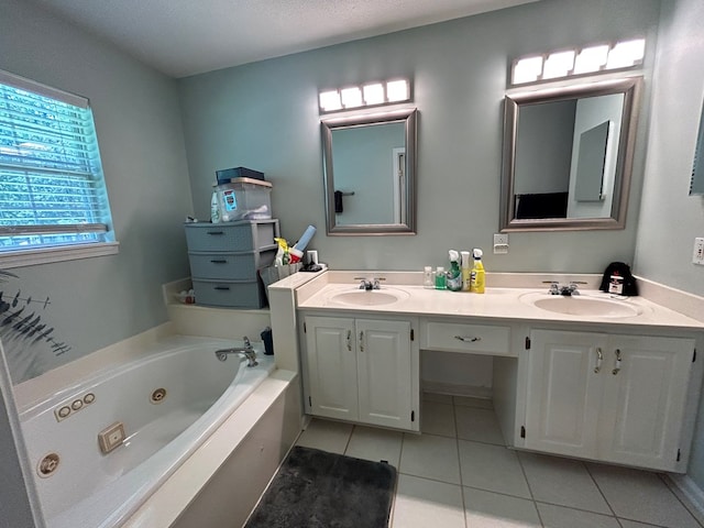 123 Waterford Way, Ashford, AL 36321 - bathroom with tile patterned flooring, double vanity, and a tub with jets