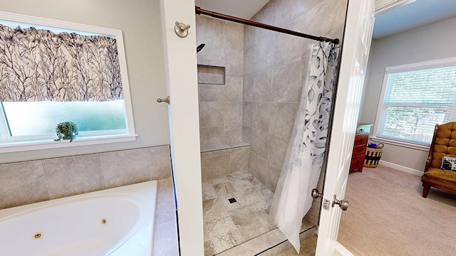 218 Azalea Ln, Headland, AL 36345 - bathroom with a tile shower and a whirlpool tub