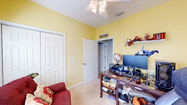218 Azalea Ln, Headland, AL 36345 - carpeted office with a ceiling fan and baseboards