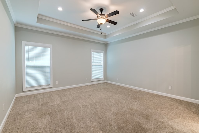 212 Archer Trl, Enterprise, AL 36330 - empty room featuring a tray ceiling, visible vents, crown molding, and ceiling fan