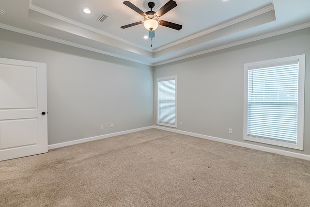 212 Archer Trl, Enterprise, AL 36330 - carpeted empty room featuring ornamental molding, visible vents, and a raised ceiling