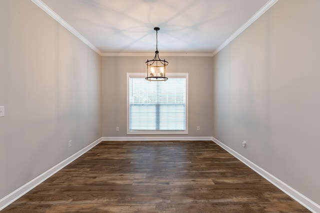 212 Archer Trl, Enterprise, AL 36330 - empty room with baseboards, ornamental molding, dark wood-style floors, and a notable chandelier