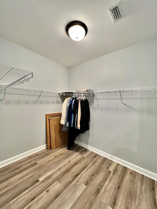 spacious closet with light wood-type flooring