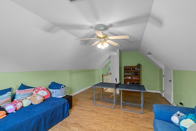 400 Bent Oak Dr, Dothan, AL 36303 - bedroom with wood finished floors, a ceiling fan, and vaulted ceiling