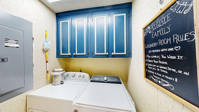 8875 E State Highway 52, Webb, AL 36376 - laundry room with separate washer and dryer, cabinet space, and electric panel