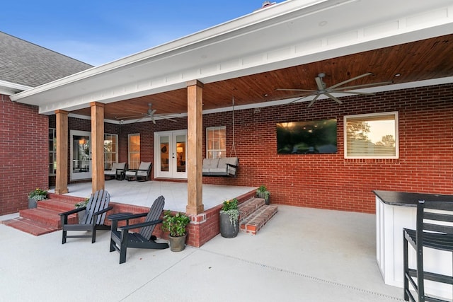 856 S County Rd 49, Dothan, AL 36301 - view of patio / terrace with a ceiling fan and french doors