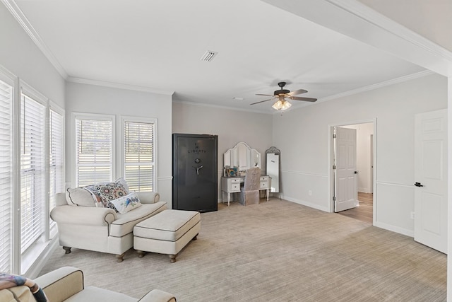 856 S County Rd 49, Dothan, AL 36301 - living area with ornamental molding, ceiling fan, and baseboards