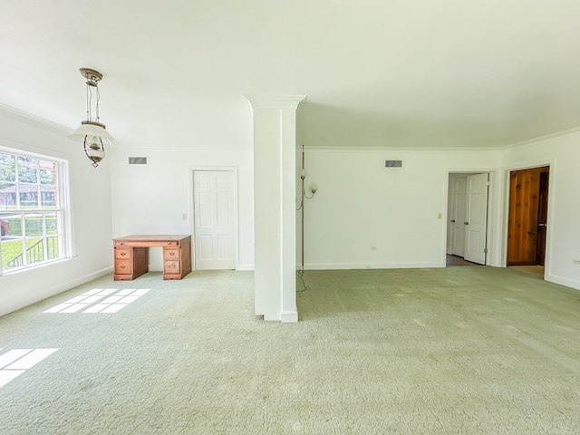 800 W Brookside Ave, Geneva, AL 36340 - unfurnished living room with ornamental molding and carpet