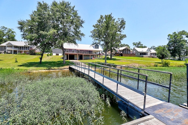 1272 Otho Rd, Abbeville, AL 36310 - dock area with a water view, a yard, and a residential view