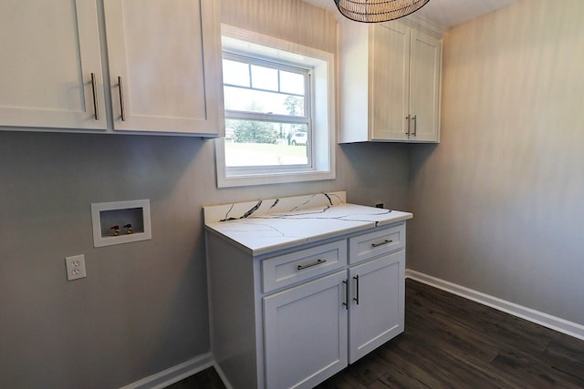1272 Otho Rd, Abbeville, AL 36310 - laundry area with washer hookup, cabinet space, and dark wood-type flooring