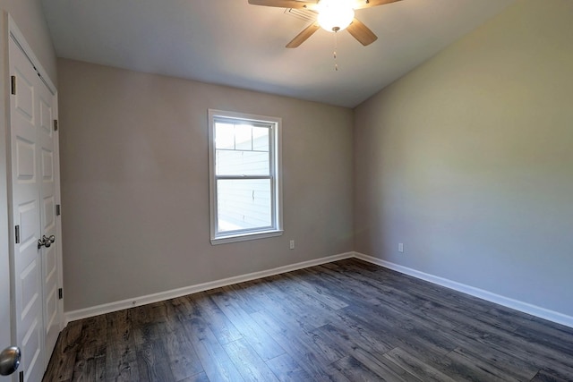 1272 Otho Rd, Abbeville, AL 36310 - unfurnished room with a ceiling fan and dark wood-style flooring