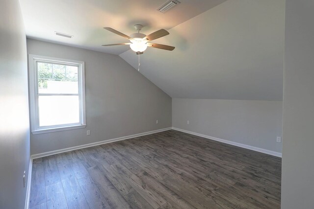 1272 Otho Rd, Abbeville, AL 36310 - additional living space with ceiling fan, dark wood-style floors, and vaulted ceiling