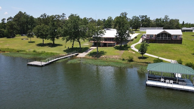 1272 Otho Rd, Abbeville, AL 36310 - dock with a water view, a yard, and view of wooded area