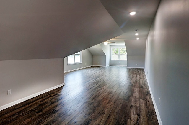 1272 Otho Rd, Abbeville, AL 36310 - bonus room featuring dark wood-style floors, a ceiling fan, lofted ceiling, and recessed lighting