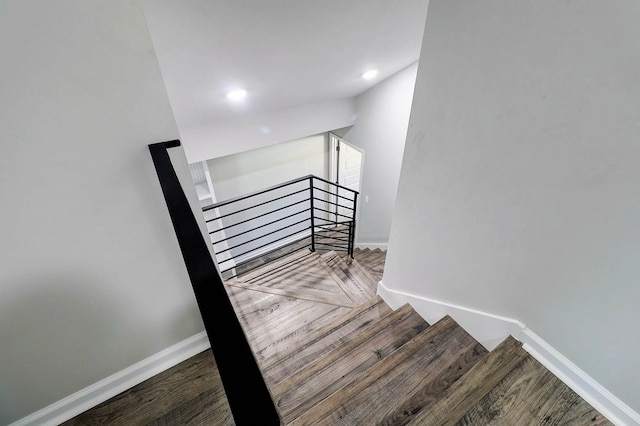 1272 Otho Rd, Abbeville, AL 36310 - staircase featuring parquet flooring and recessed lighting