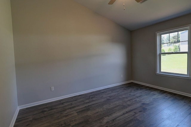 1272 Otho Rd, Abbeville, AL 36310 - unfurnished room featuring dark wood-type flooring, vaulted ceiling, and a ceiling fan