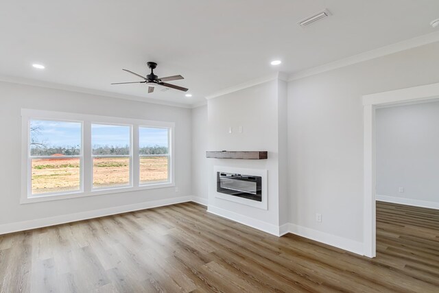 interior space featuring hardwood / wood-style flooring and ceiling fan