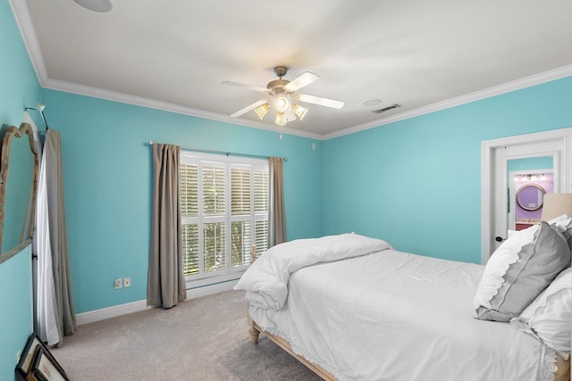 203 Liveoak Trl, Dothan, AL 36305 - bedroom with ornamental molding, baseboards, carpet floors, and ceiling fan