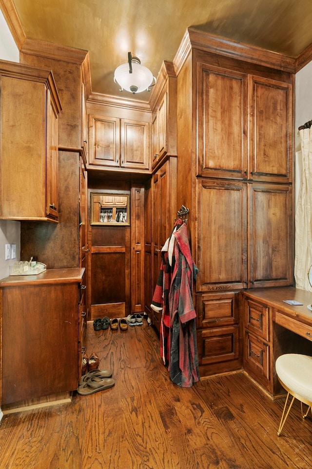 203 Liveoak Trl, Dothan, AL 36305 - office area featuring dark wood-style floors and crown molding