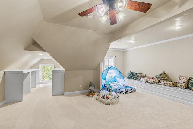 203 Liveoak Trl, Dothan, AL 36305 - additional living space with light carpet, plenty of natural light, baseboards, and vaulted ceiling