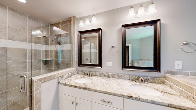 174 Ridgecrest Loop, Dothan, AL 36301 - bathroom featuring double vanity and a stall shower