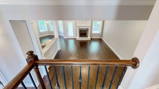 174 Ridgecrest Loop, Dothan, AL 36301 - stairway with wood finished floors, healthy amount of natural light, crown molding, baseboards, and a fireplace