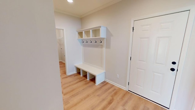 28 Memory Ln, Eufaula, AL 36027 - mudroom featuring ornamental molding, light wood-style floors, and baseboards