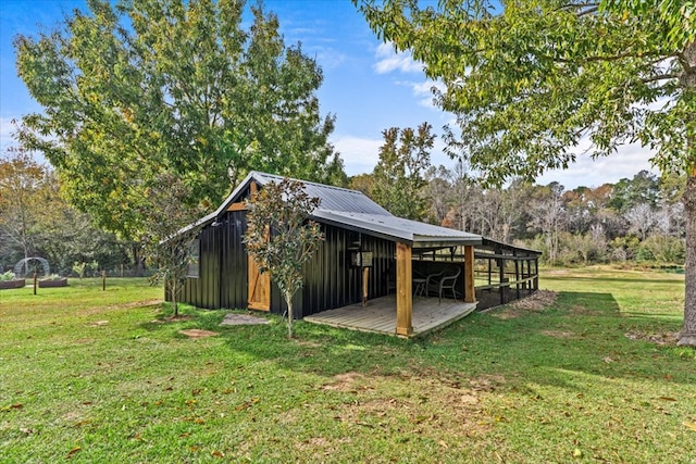 exterior space with an outbuilding