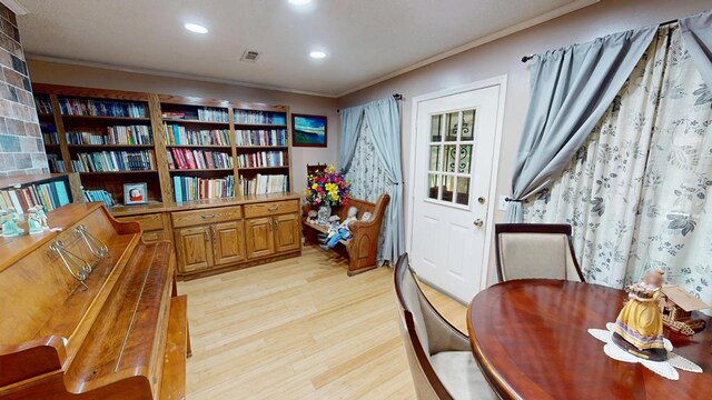 391 Hatton Rd, Dothan, AL 36301 - office with crown molding, light wood-style floors, and recessed lighting