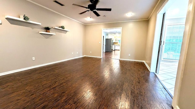 5 Walford Pl, Dothan, AL 36301 - unfurnished room with ornamental molding, dark wood-type flooring, and ceiling fan