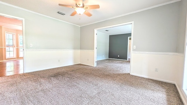 5 Walford Pl, Dothan, AL 36301 - spare room featuring carpet floors, ceiling fan, and ornamental molding