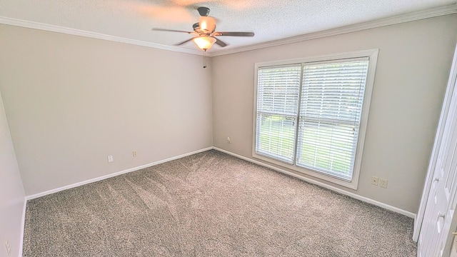 5 Walford Pl, Dothan, AL 36301 - empty room with carpet flooring, ornamental molding, a ceiling fan, and a textured ceiling