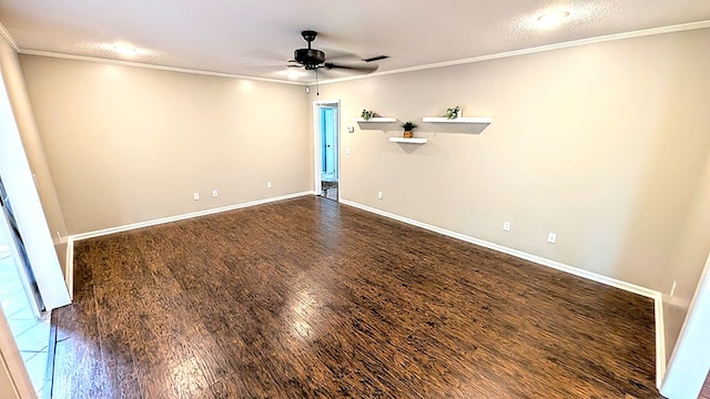 5 Walford Pl, Dothan, AL 36301 - empty room with wood finished floors, ornamental molding, ceiling fan, and a textured ceiling