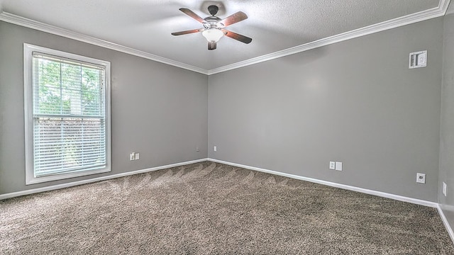 5 Walford Pl, Dothan, AL 36301 - carpeted empty room featuring ceiling fan, ornamental molding, and a textured ceiling