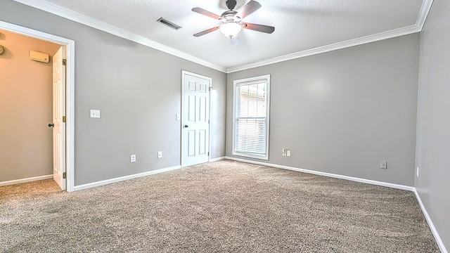 5 Walford Pl, Dothan, AL 36301 - carpeted empty room with a ceiling fan, ornamental molding, and a textured ceiling