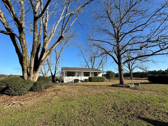 view of yard featuring covered porch