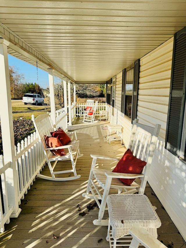 wooden deck with covered porch