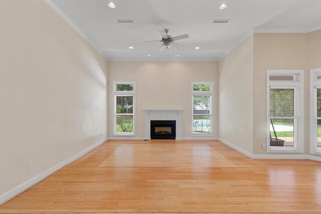 707 Edinburgh Way, Dothan, AL 36305 - unfurnished living room featuring a ceiling fan, visible vents, light wood finished floors, and a fireplace